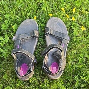 Teva Black Sandals with Purple Accents
